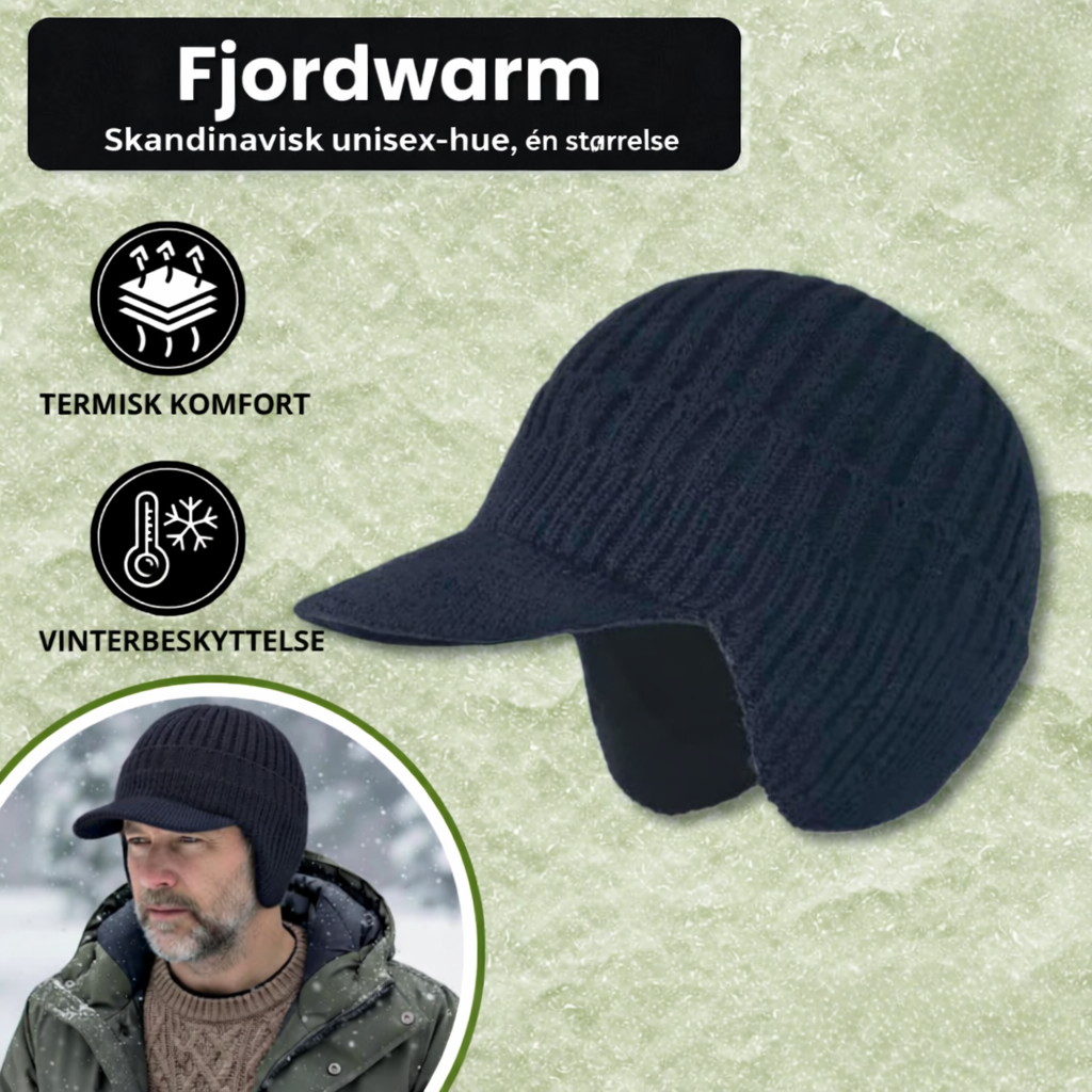 Fjordwarm – Skandinavisk Vinterhue Med Høreværn (unisex, én størrelse passer alle)