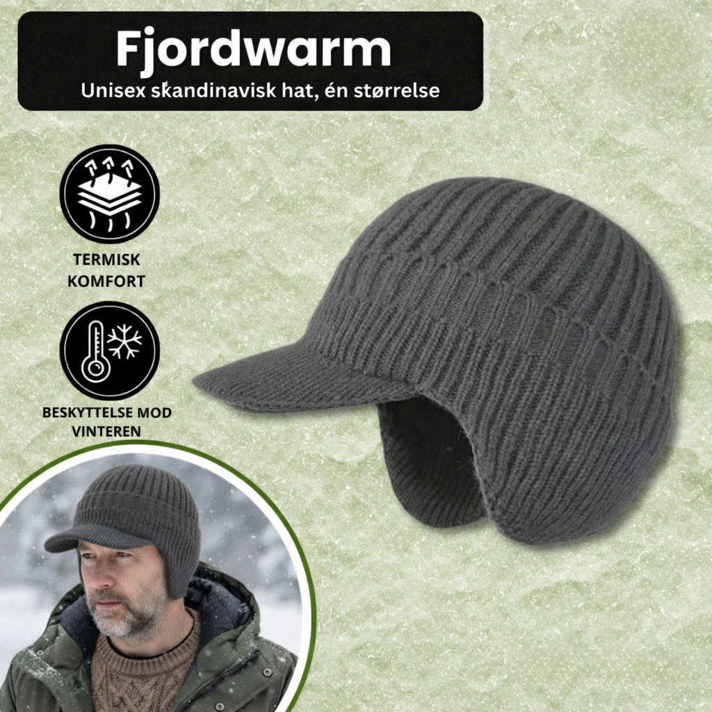 Fjordwarm – Skandinavisk Vinterhue Med Høreværn (unisex, én størrelse passer alle)